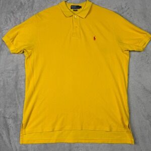 Polo Ralph Lauren Mens Yellow Fit Short Sleeve Polo Shirt Red Pony Logo XL